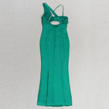 GREEN SATIN MAXI DRESS