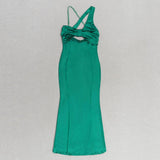 GREEN SATIN MAXI DRESS