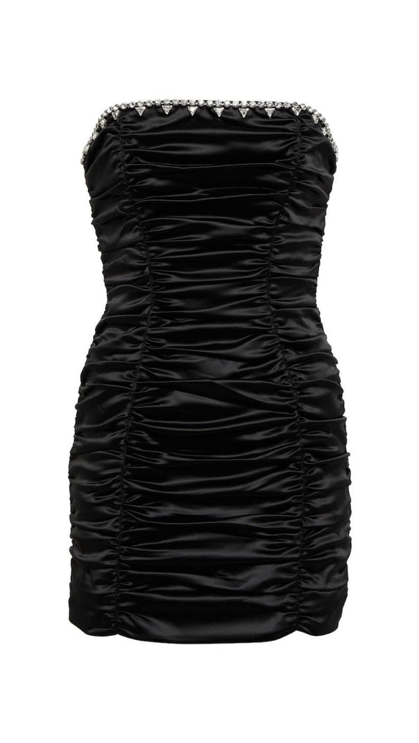 AIIZIE CRYSTAL STRAPLESS MINI DRESS IN BLACK - product image