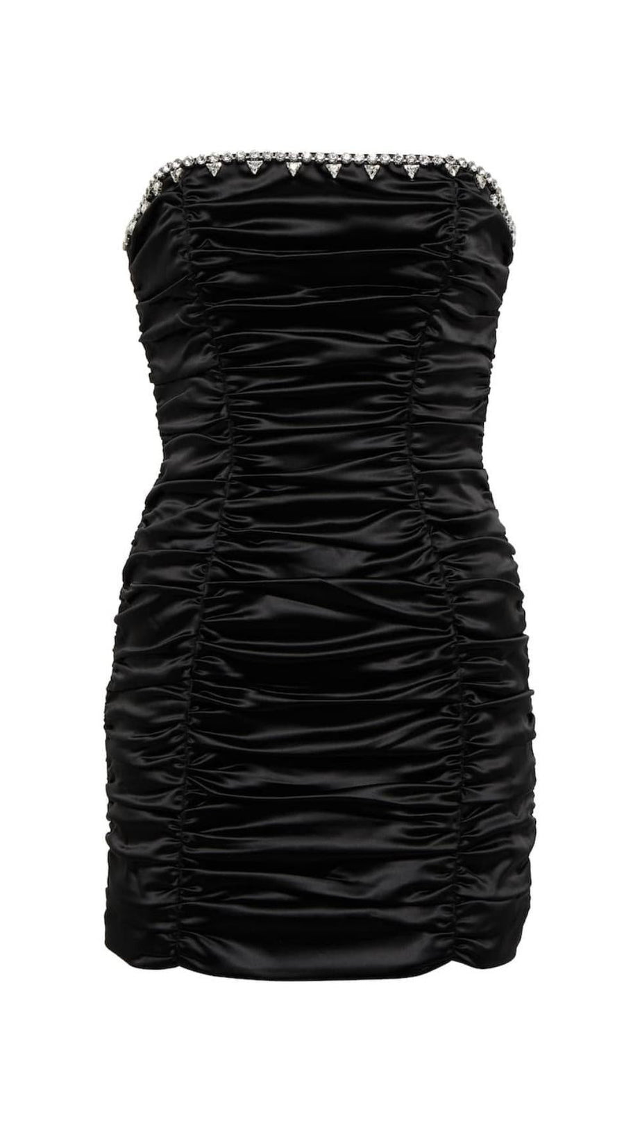 TRÄGERLOSES MINIKLEID MIT KRISTALLMUSTER IN SCHWARZ