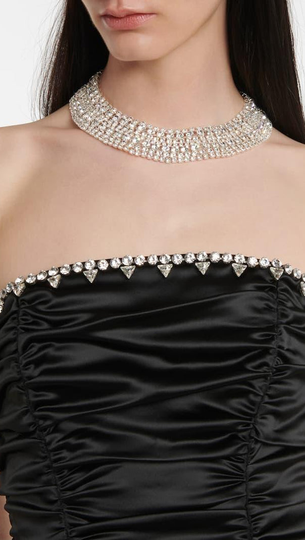 AIIZIE CRYSTAL STRAPLESS MINI DRESS IN BLACK - product image