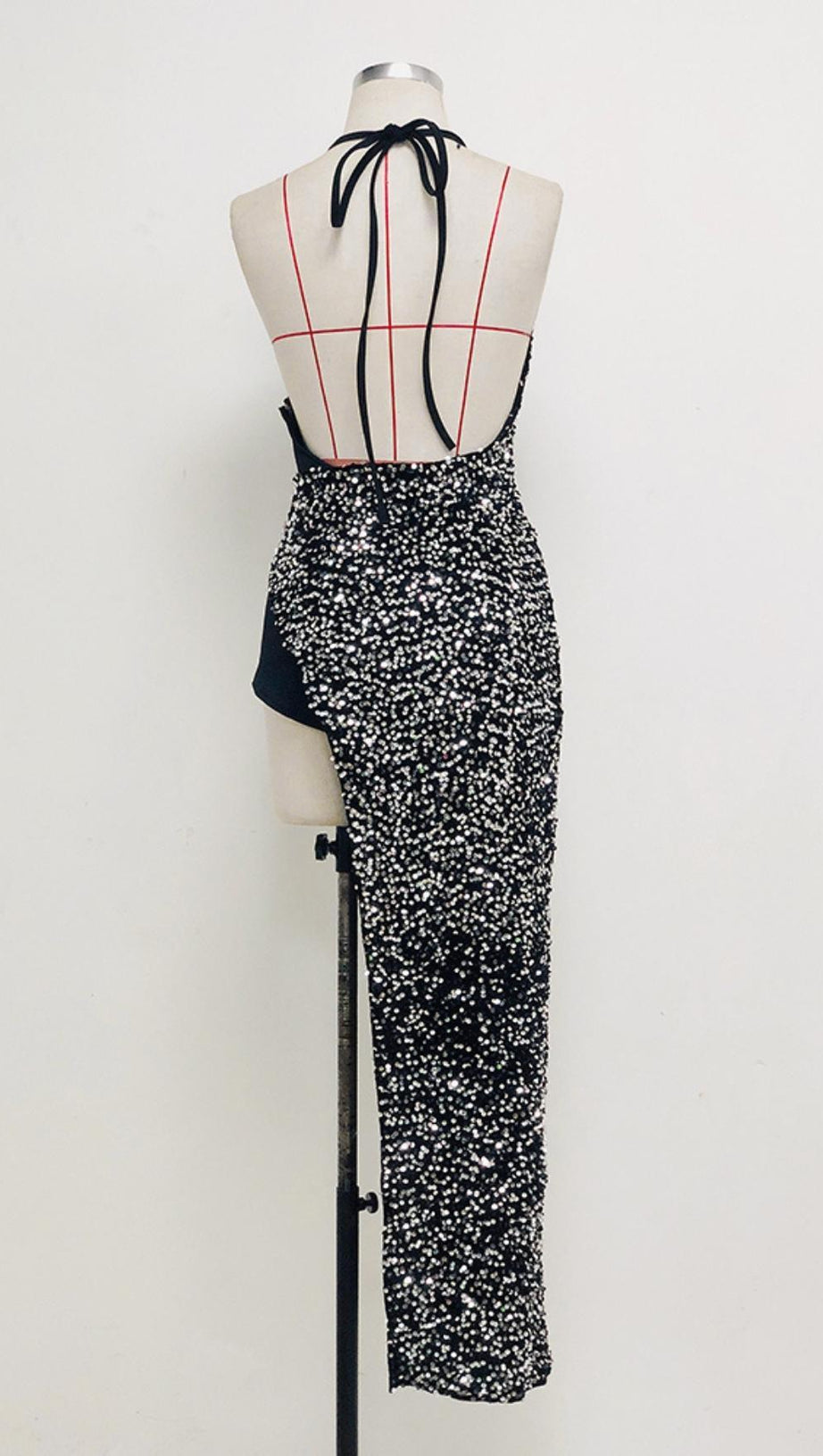 SEQUIN BANDAGE BACKLESS MINI DRESS