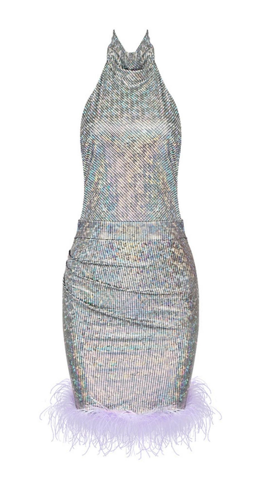 MINI ABITO CON SCHIENA SENZA PAILLETTES IN ARGENTO