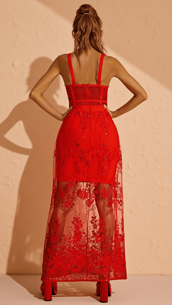 AIIZIE AMIRAH MAXI DRESS IN RED - product image