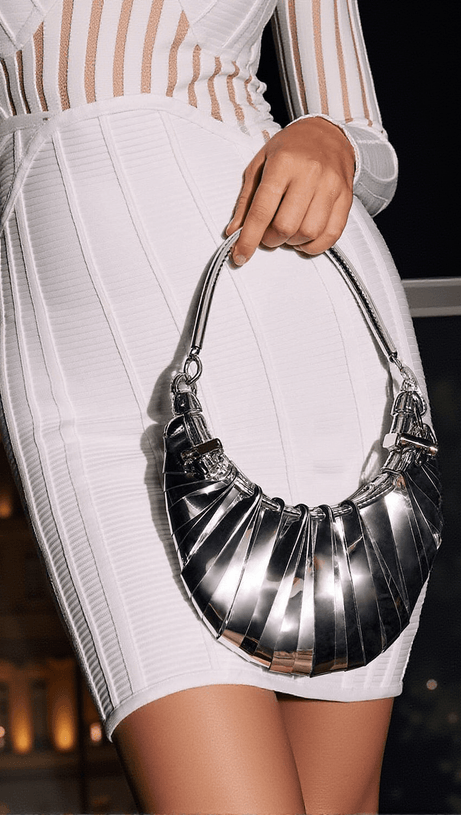 RONAN RUCHED METALLIC SHOULDER BAG