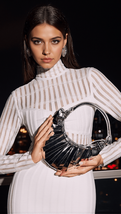 RONAN RUCHED METALLIC SHOULDER BAG