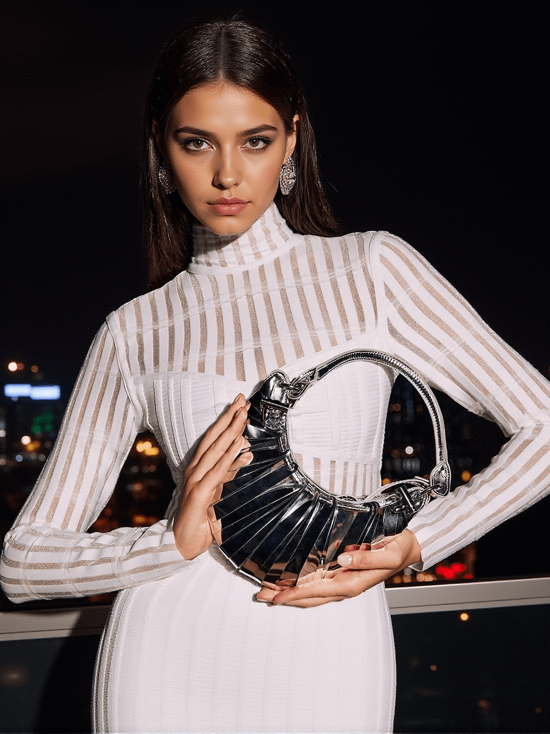 RONAN RUCHED METALLIC SHOULDER BAG