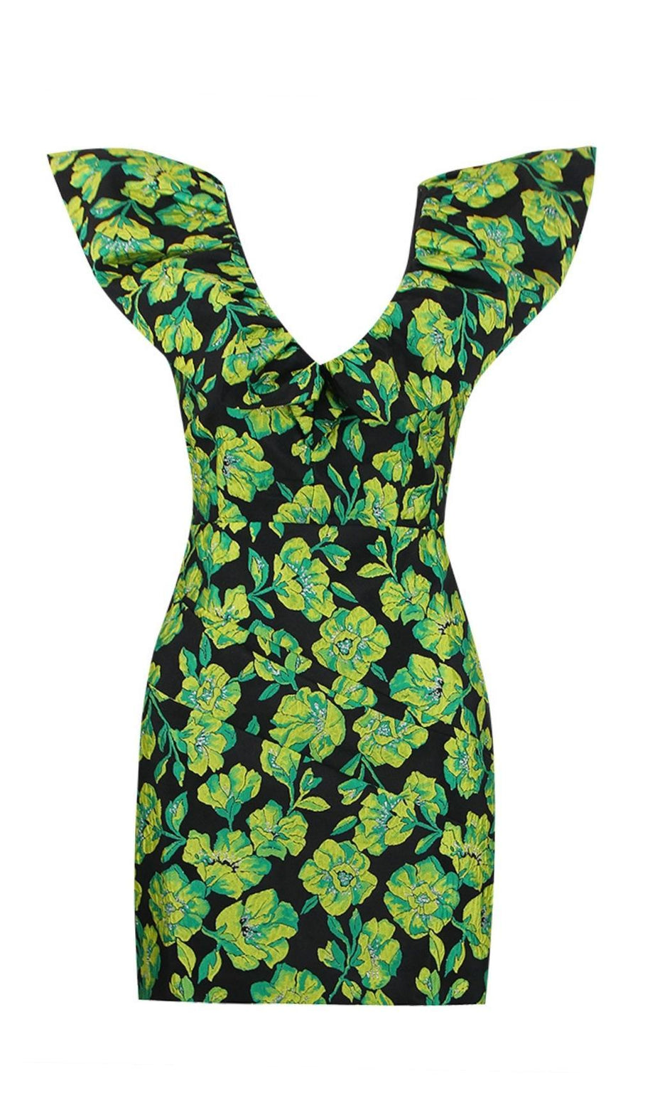 MINI ABITO JACQUARD CON SCOLLO A V