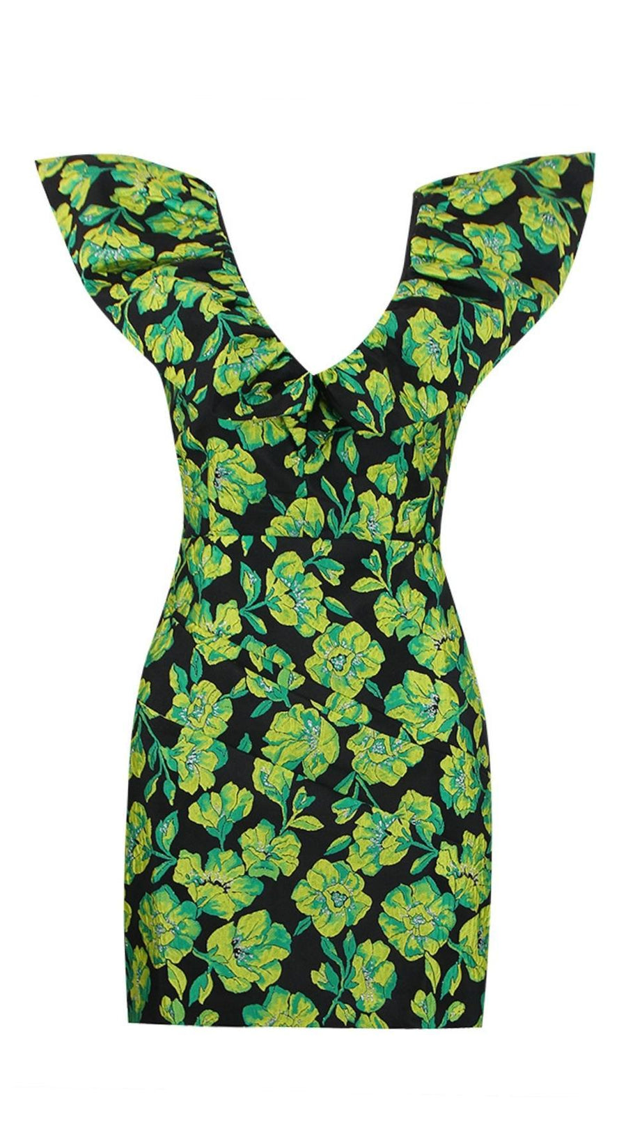 JACQUARD-MINIKLEID MIT V-AUSSCHNITT