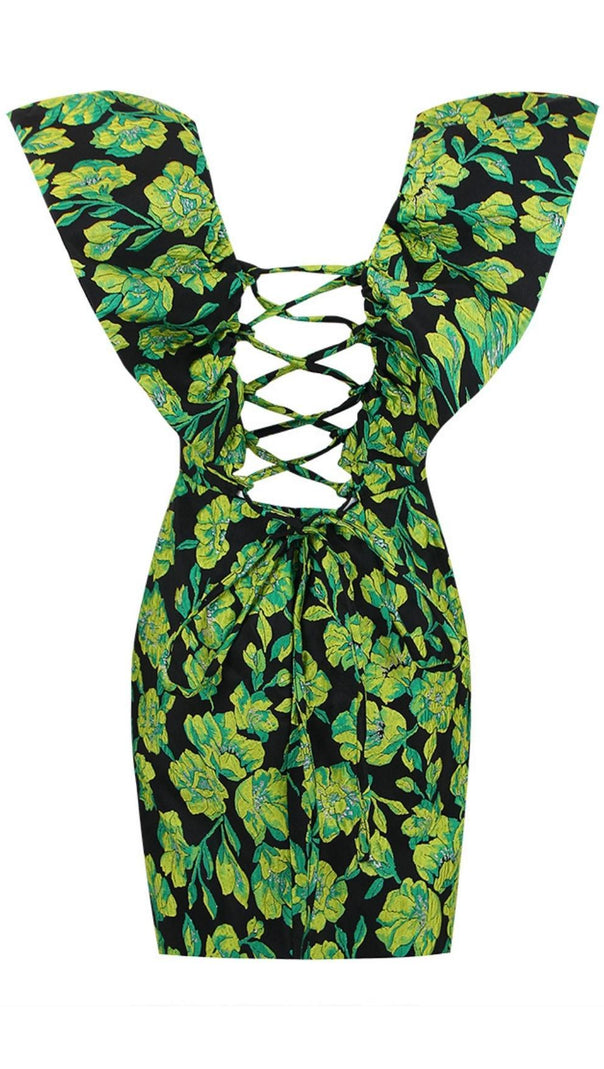 AIIZIE V NECK JACQUARD MINI DRESS - product image