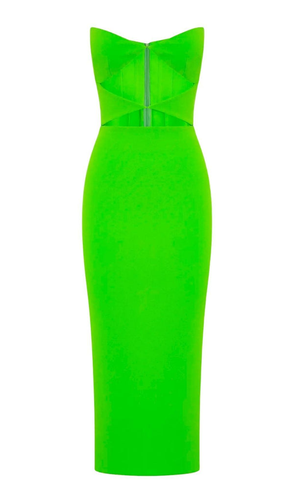 CUT OUT STRAPLESS MIDI DRESS