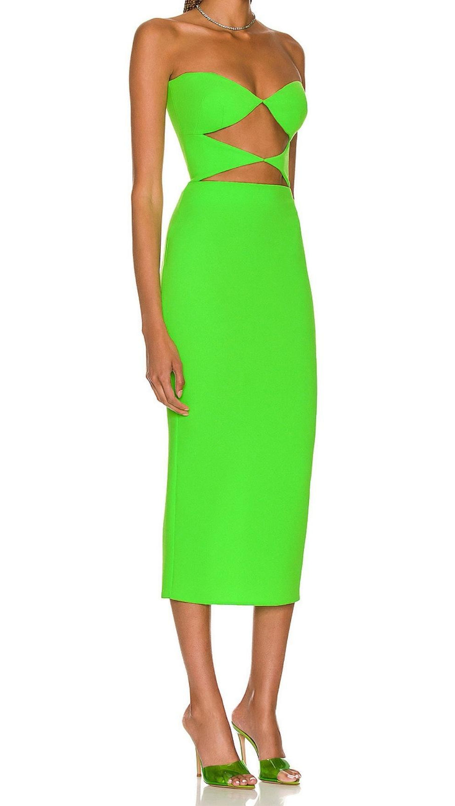 CUT OUT STRAPLESS MIDI DRESS