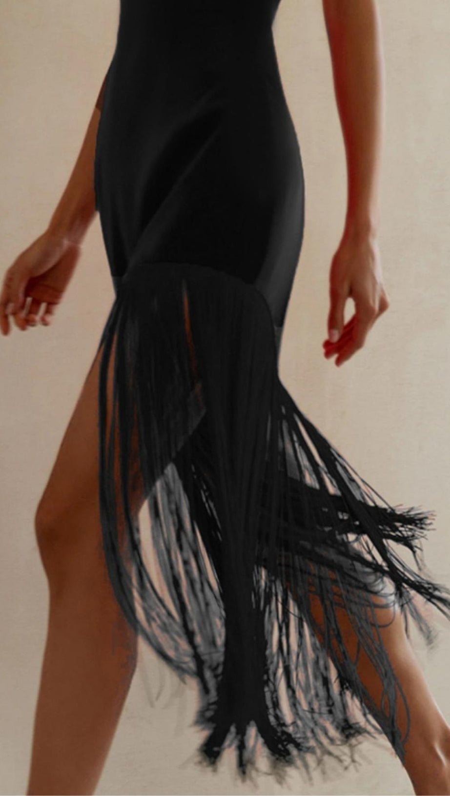 FRINGED STRAPLESS MINI DRESS