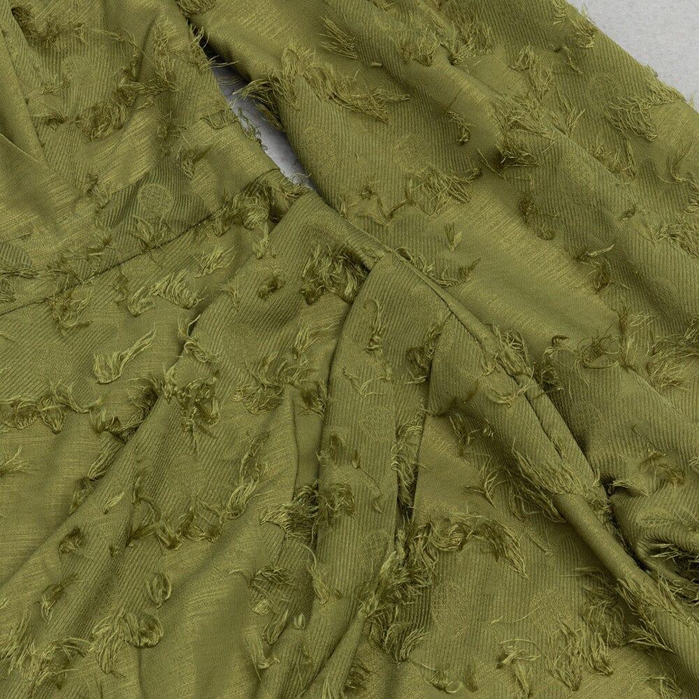 AIIZIE GREEN PUFF SLEEVE TIGHT SPLIT DRESS - product image