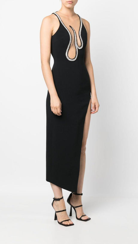 Neckholder-Bandange-Midikleid 