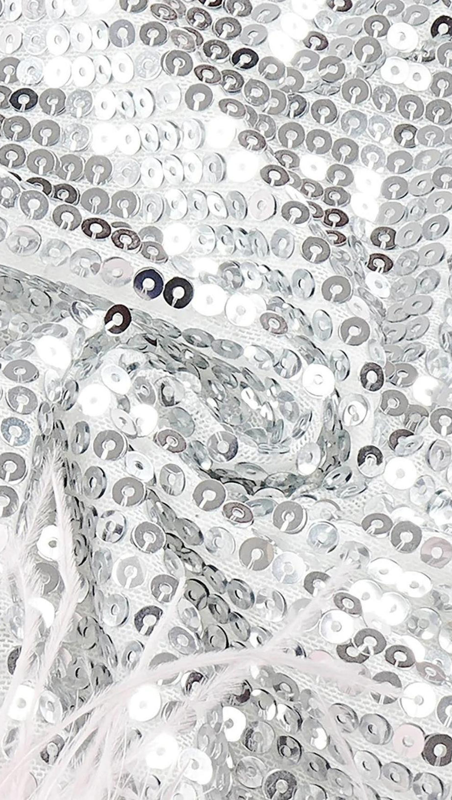 MINI ABITO CON PIUME E PAILLETTES ARGENTO CON CINTURINI