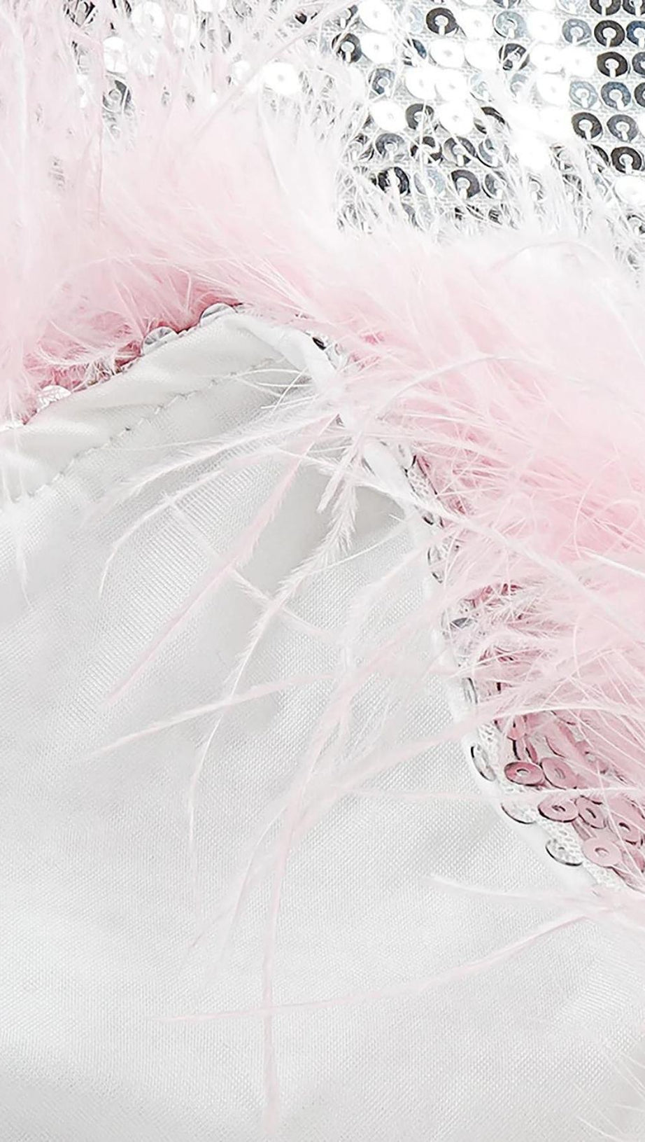 MINI ABITO CON PIUME E PAILLETTES ARGENTO CON CINTURINI