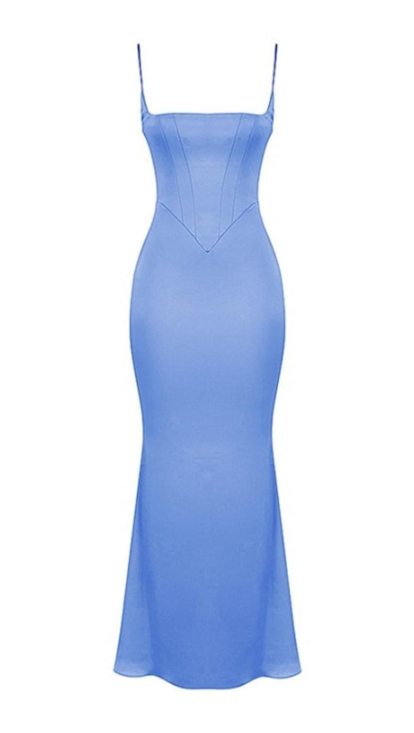 AIIZIE SATIN FISHBONE MAXI DRESS IN BLUE - product image