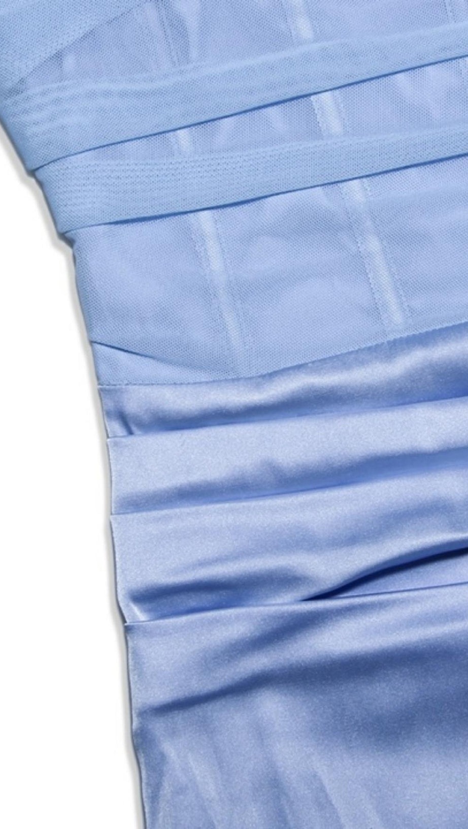 SATIN FISHBONE MAXI DRESS IN BLUE