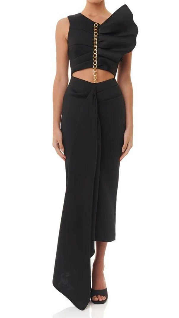 AIIZIE CUT OUT MIDI DRESS IN BLACK - product image