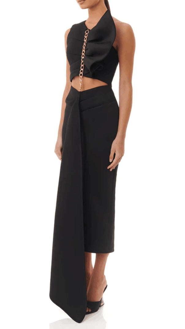 AIIZIE CUT OUT MIDI DRESS IN BLACK - product image