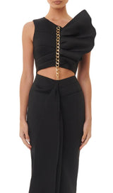 CUT OUT MIDI DRESS IN BLACK