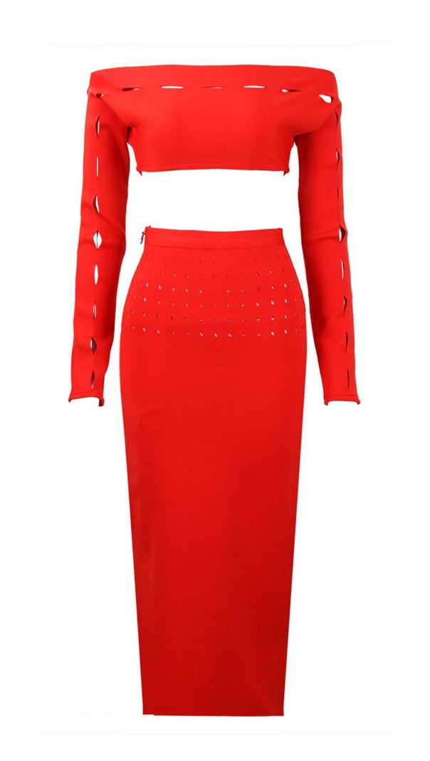 AIIZIE OFF THE SHOULDER BODYCON TWO PIECE SET - product image
