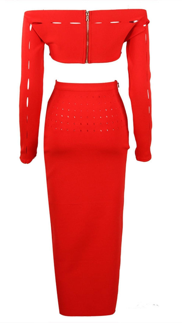 AIIZIE OFF THE SHOULDER BODYCON TWO PIECE SET - product image