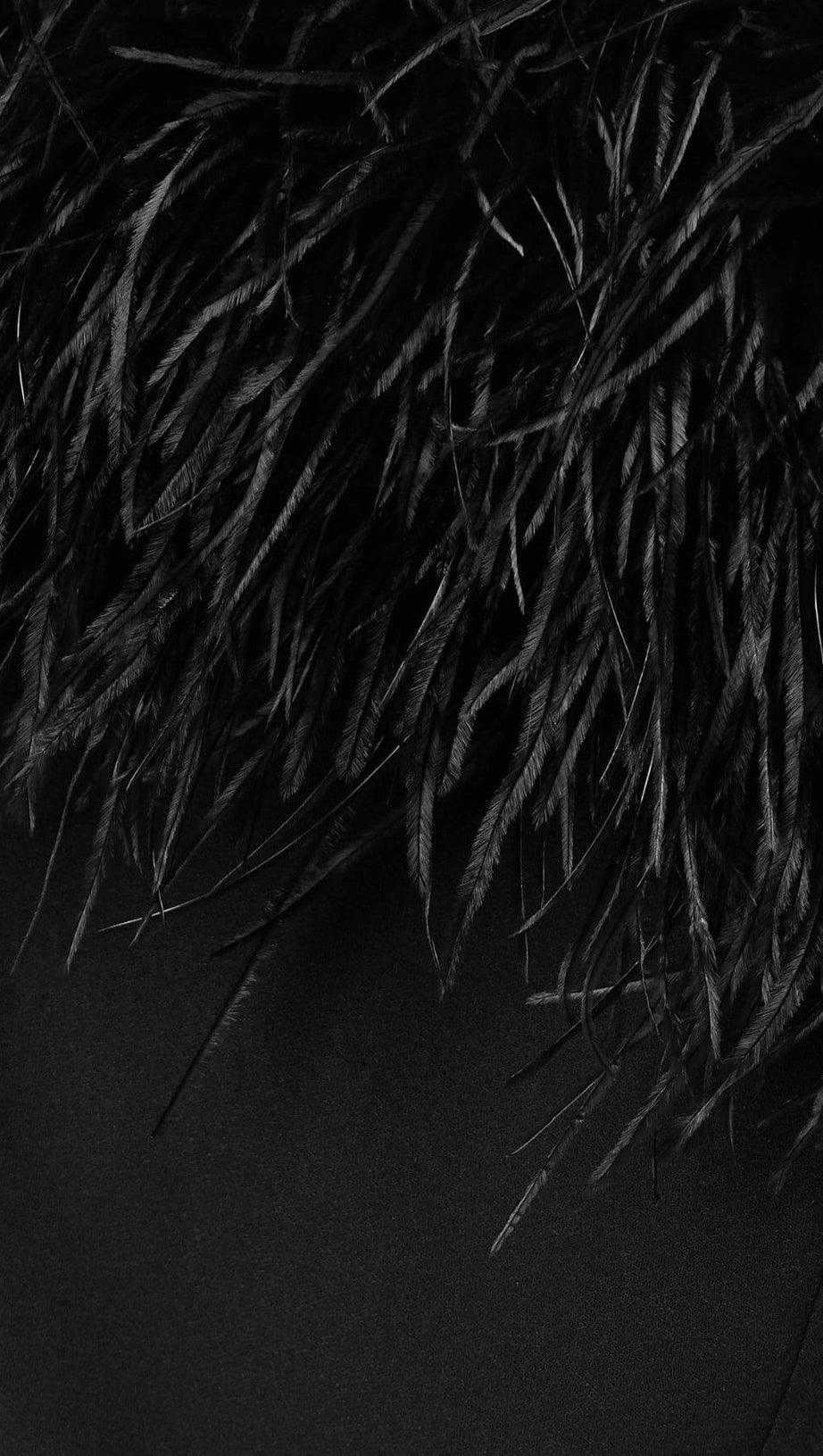 FEATHER BODYCON MAXI DRESS IN BLACK