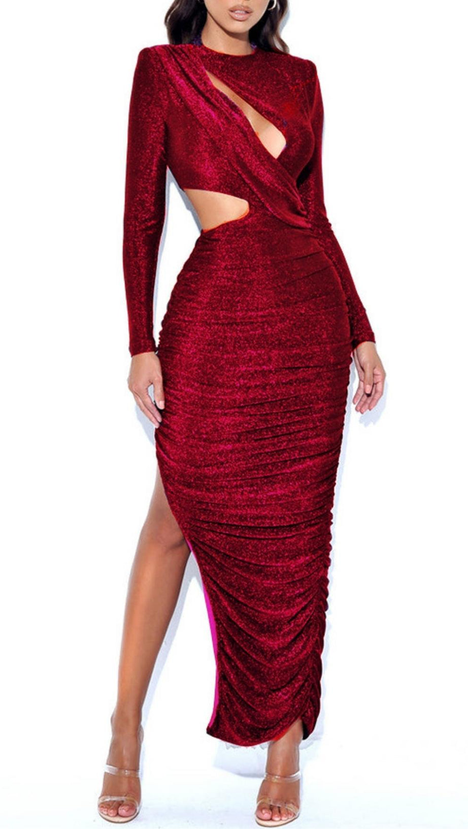 CUT OUT LONG SLEEVE MAXI DRESS