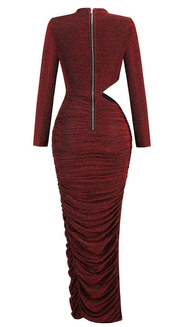 Cut Out Long Sleeve Maxi Dress