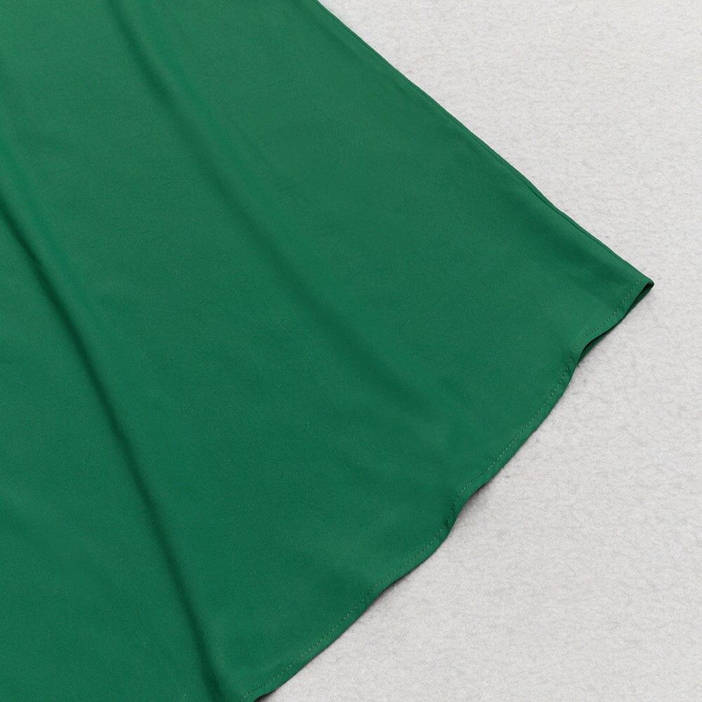 AIIZIE GREEN ONE-SHOULDER FLARED LONG-SLEEVE RUFFLE DRESS - product image