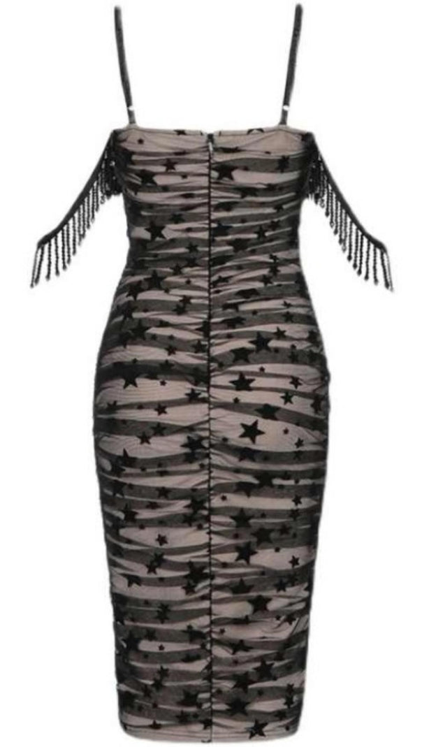 AIIZIE BANDAGE BACKLESS LACE MIDI DRESS - product image