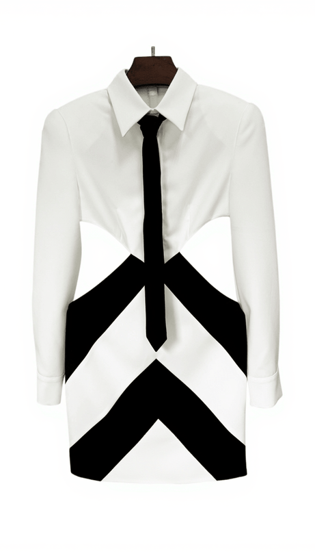 WAMBACH FOLDED COLLAR CUTOUT MINI DRESS