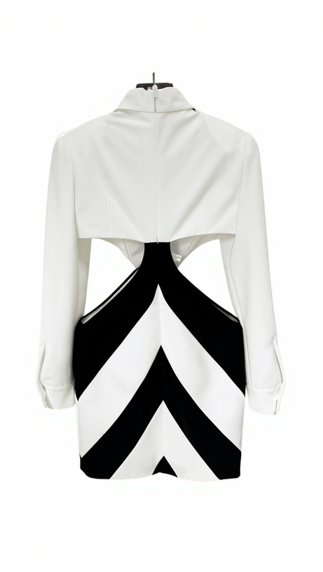 WAMBACH FOLDED COLLAR CUTOUT MINI DRESS