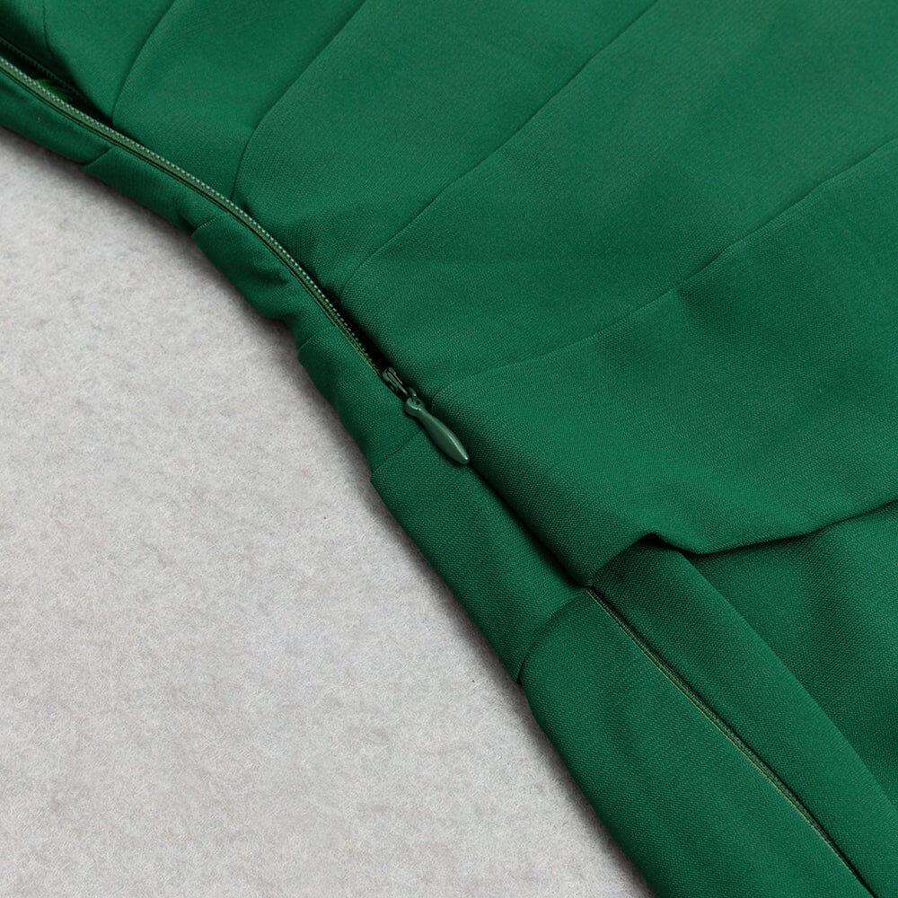 AIIZIE GREEN ONE-SHOULDER FLARED LONG-SLEEVE RUFFLE DRESS - product image