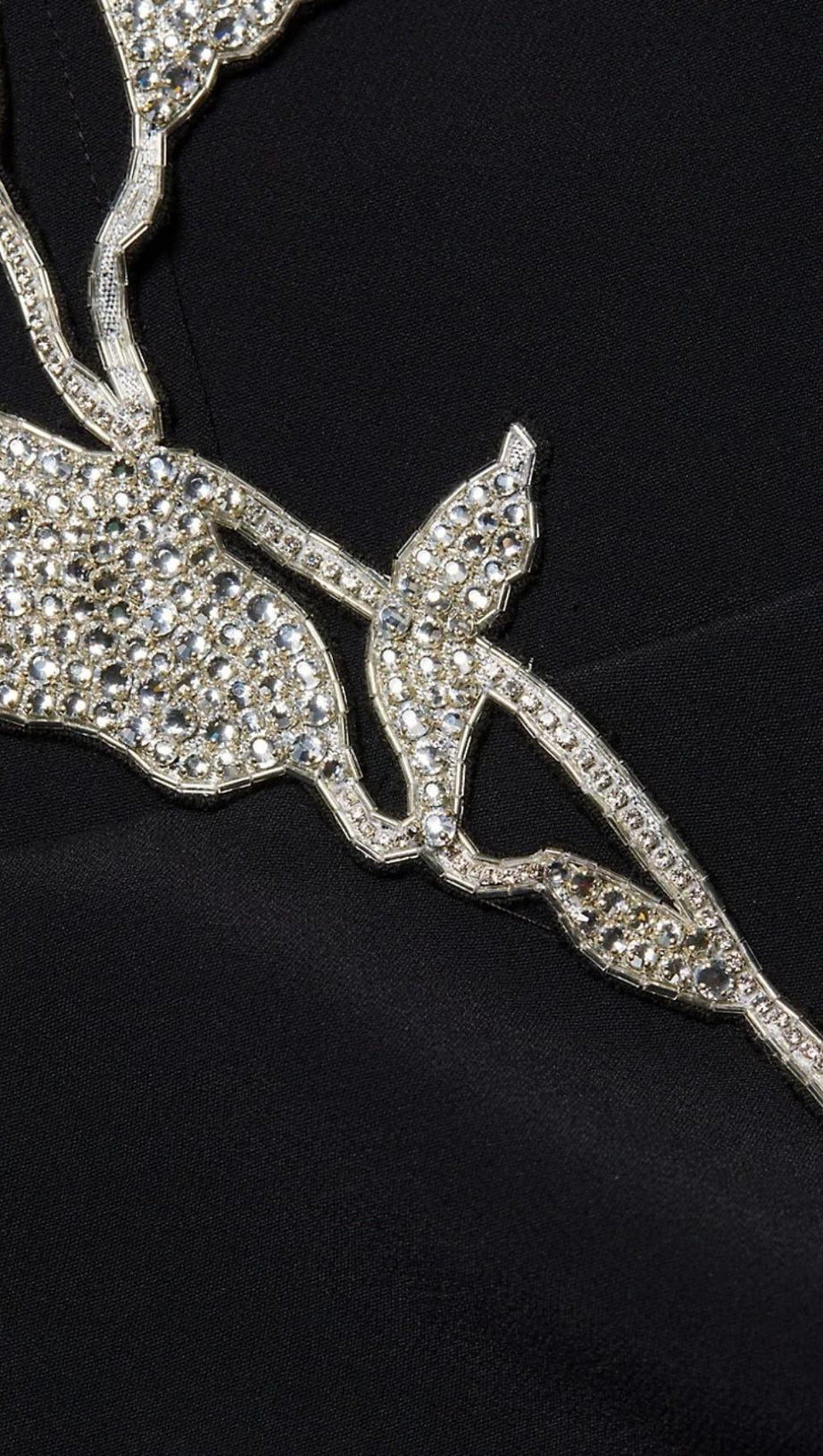 CRYSTAL FLOWER MAXI DRESS IN BLACK