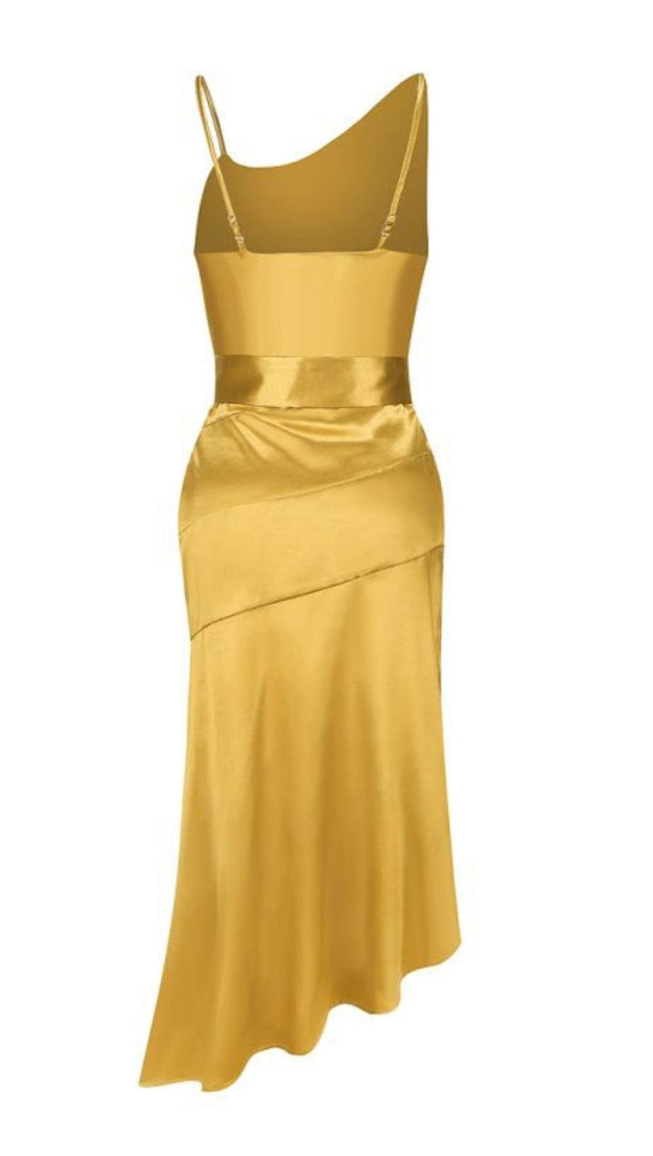 ABITO MIDI CON BENDAGGIO E RUCHES IN ORO