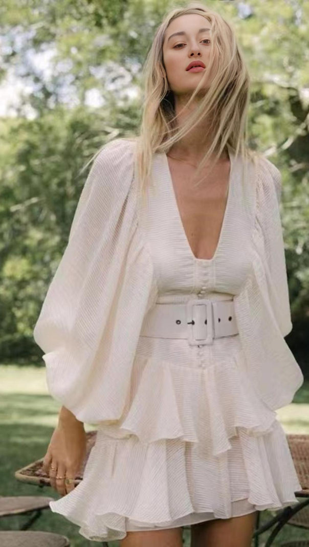 AIIZIE PLUNGED DRAPED MINI DRESS - product image