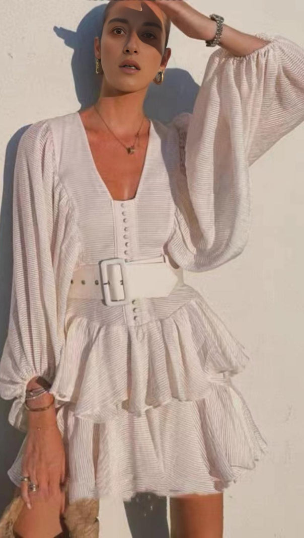 AIIZIE PLUNGED DRAPED MINI DRESS - product image