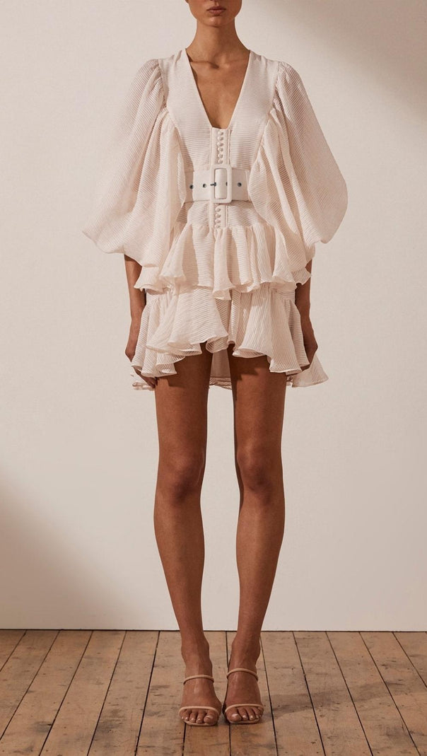 AIIZIE PLUNGED DRAPED MINI DRESS - product image