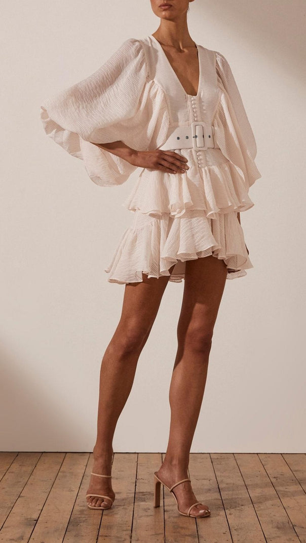 AIIZIE PLUNGED DRAPED MINI DRESS - product image