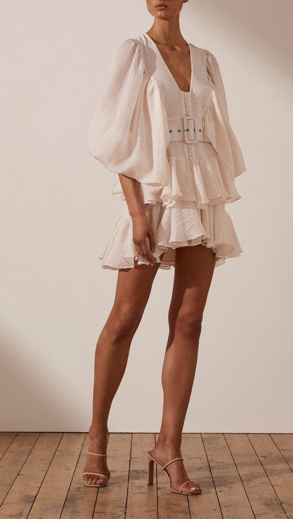 AIIZIE PLUNGED DRAPED MINI DRESS - product image