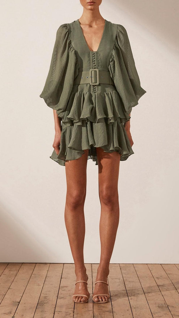AIIZIE PLUNGED DRAPED MINI DRESS - product image