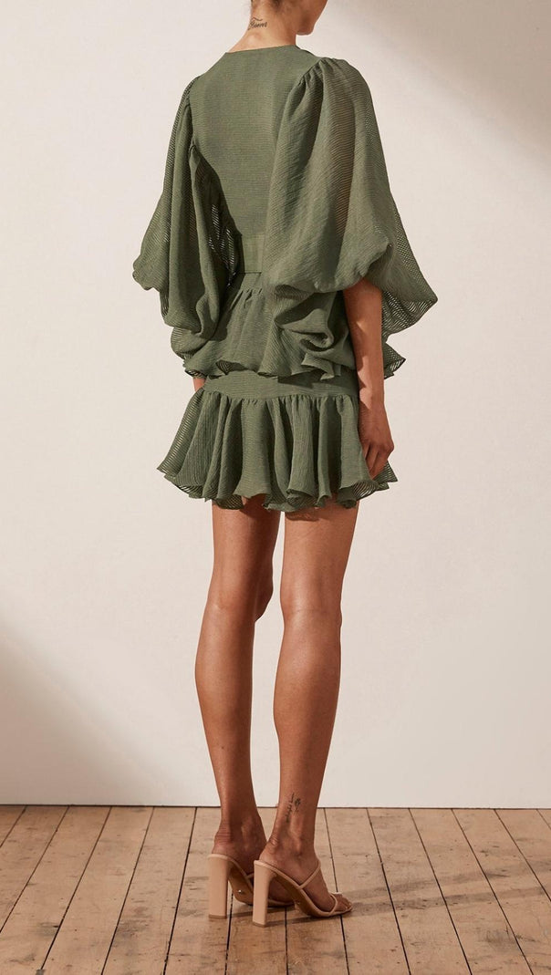 MINI ABITO DRAPPEGGIATO CON SCOLLO AVVOLTO