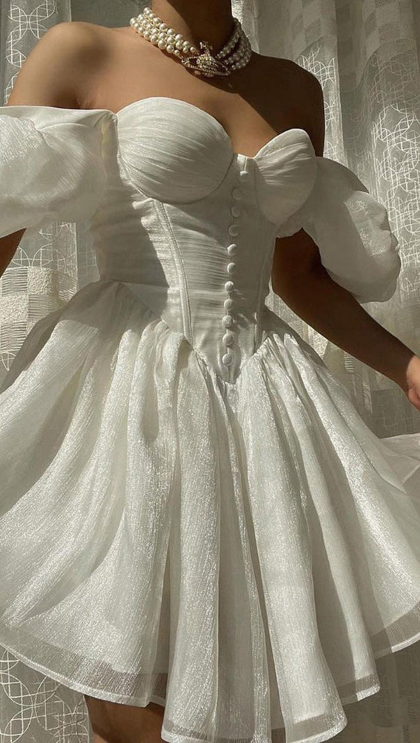 AIIZIE PUFF SLEEVE CORSET MINI DRESS - product image
