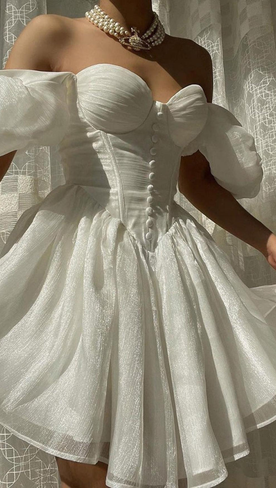 PUFF SLEEVE CORSET MINI DRESS