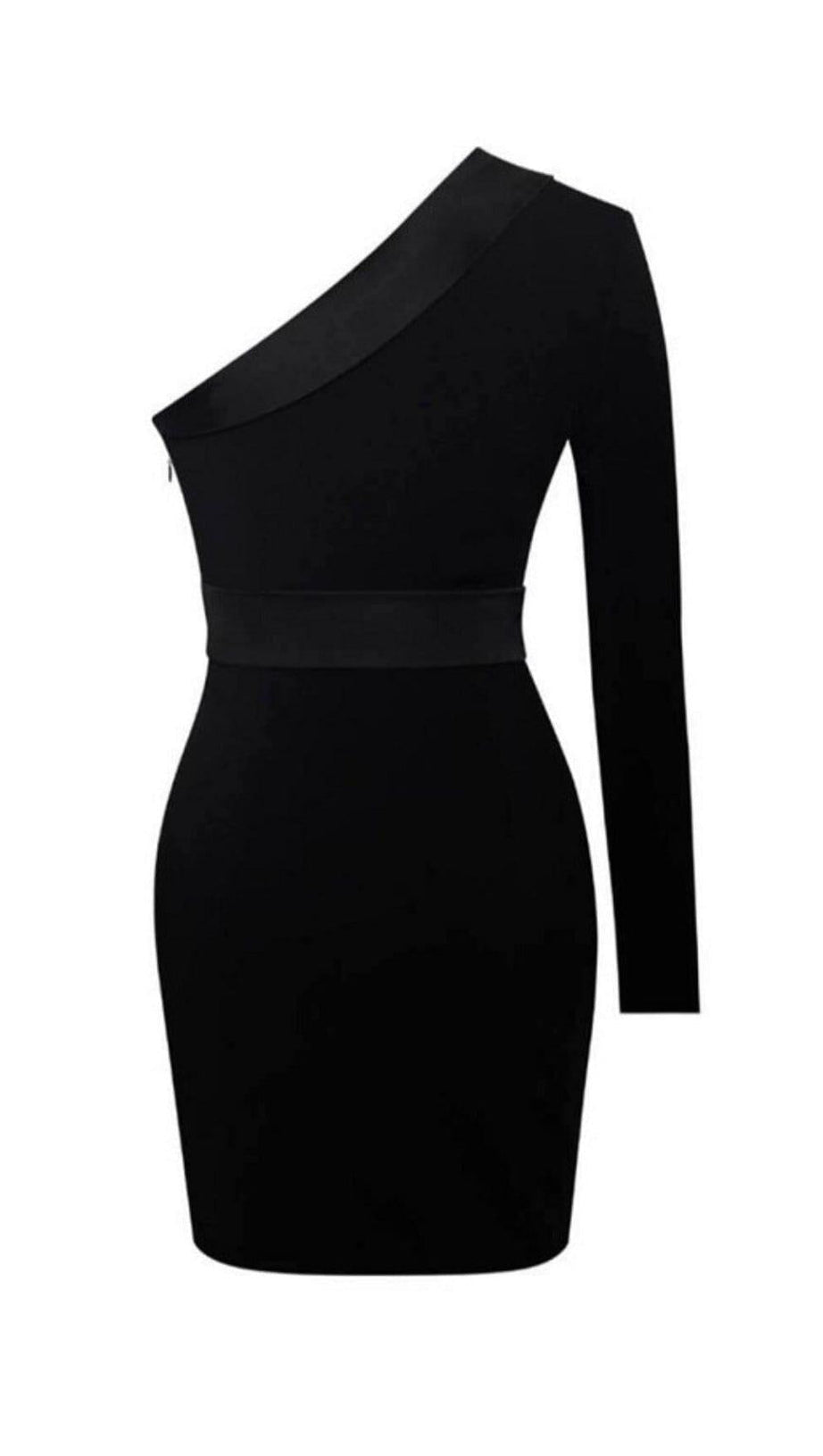 SILVER NIGHT ONE SLEEVED SEQUIN CREPE TUXEDO BLAZER DRESS