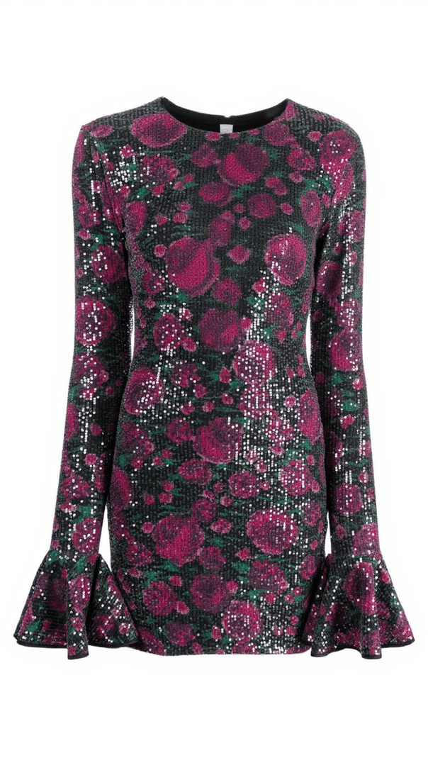 AIIZIE EARLY LONG SLEEVE FLORAL SEQUIN DRESS - product image