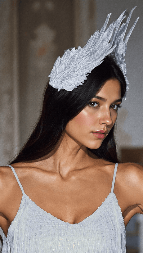 DANU FEATHER EMBROIDERED  BARRETTES